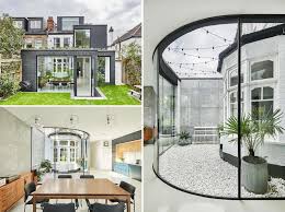 With property prices still at a premium and the cost of moving by no means small change, more of us are choosing to add a room rather than sell and move. This Home Extension Wraps Around A Bay Window Creating A Small Courtyard