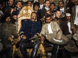 Mexican Revolutionary Leaders Pancho Villa and Emiliano Zapata sat next to  each other at Palacio Nacional in Mexico City, Mexico, on December 6th,  1914. Villa is sitting in the presidential chair. Credit: