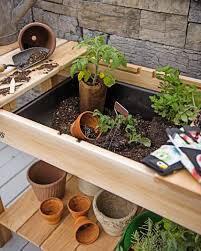 Potting Bench Cedar Potting Table With Soil Sink Gardeners Com With Images Potting Bench Potting Table Garden Bench
