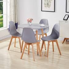 Get 5% in rewards with club o! Goldfan Dining Room Set Dining Table And Chairs Set 4 Modern Round Kitchen Table Wood Style All Grey Energy Class A Buy Online In Antigua And Barbuda At Antigua Desertcart Com Productid 122096047