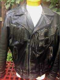 Vintage Leather Harley Davidson Fringe Jacket Mens Extra Etsy Black Leather Fringe Jacket Fringe Leather Jacket Black Leather Coat