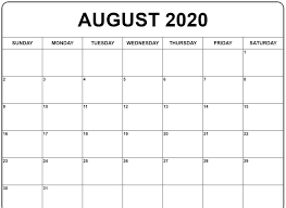 August 2020 Calendar Template In 2020 Calendar Template Free Printable Calendar Templates Print Calendar