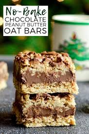 No Bake Chocolate Peanut Butter Oat Bars This Delicious Cookie Recipe Comes Together In 10 Delicious Cookie Recipes Peanut Butter Oat Bars Dessert Bar Recipe