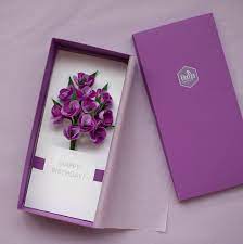 Happy Birthday Card Purple Greeting Cards Paper Flowers Female Birthday Card Holiday Cards Original Postcard 3d Gifts For Mum Flowers Card Birthday Cards For Women Flower Cards Happy Birthday Cards