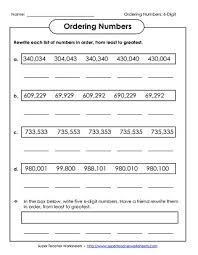 comparing and ordering 6 digit numbers worksheets