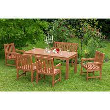 Gartenmoebel 2 x bank 2 x sessel tisch sitzgarnitur holz gartentisch massivholz. Gartenmobel Set Santos 6 Tlg Braun Inkl 2 Sitzer Bank Kaufen Bei Obi