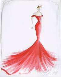 Fashion Sketches Red Dress Fishtail Christian Siriano Designer Projectrunway Win Fashion Illustration Watercolor Christian Siriano Watercolor Fashion