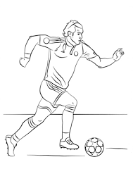 This kindergarten coloring page features an exciting moment as a soccer goalie attempts a diving. Coloring Pages Football Player Coloring Page