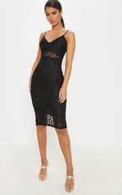 Black Lace Plunge Midi Dress Plunge Midi Dress Lace Plunge Dress Women Wedding Guest Dresses