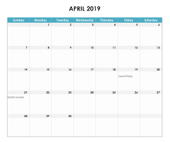 2019 April Calendar Australia Excel Calendar Calendar Australia Monthly Calendar Template