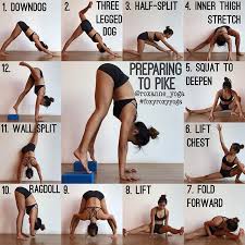 Preparing For Handstand Pike Here Are Some Poses And Stretches That I Love Doing Before Working On My Wide Legged H Advanced Yoga Easy Yoga Workouts Yoga Tips