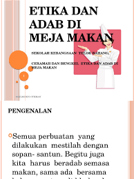 Adab sebelum makan dan minum. Slaid 1 Etika Dan Adab Makan