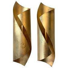 Gold modern globe wall sconce lamp vanity wall light. Gold Leaf Wall Sconces 182 For Sale On 1stdibs