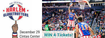 Win 4 Tickets The Harlem Globetrotters At The Cintas Center December 29th Multiple Winners Harlem Globetrotters Cincinnati Event Activities