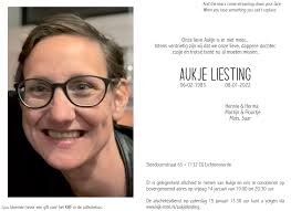 Namens de familie van Aukje Liesting plaatsen we deze kaart.