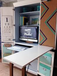 Love The Way The Made The Drop Down Extra Desk Area On The Door Maybe This Is A Better Option Then Taking Ov Craft Room Office Craft Armoire Armoire Makeover