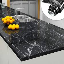 Discover inspiration for your kitchen remodel or upgrade with ideas for storage a lower countertop areas gives prep surface for baking and use of small appliances. Jazz Black Marble Vinyl Wallpaper Self Adhesive Waterproof Kitchen Countertop Sticker 40cm By 400cm Buy At A Low Prices On Joom E Commerce Platform