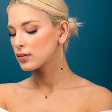 Emerald Square Princess Cut Jewelry Set Green Emerald Dainty Emerald Choker  Necklace Long Earrings Set Dangle Earrings Bridesmaid Gift