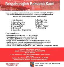 Apr 20, 2021 · 2 lowongan kerja transmart bulan mei 2021.sebanyak 2 lowongan kerja transmart dan yang berhubungan dengan loker transmart, rekrutmen transmart, peluang kerja transmart, peluang berkarir transmart, pekerjaan transmart di loker.my.id. Facebook