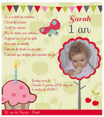 Texte invitation 1er anniversaire bébé. Message Anniversaire Invitation 1 An Bruna