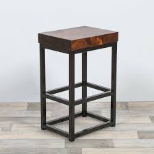 Industrial wood and metal counter stools. Metal Industrial Black Contemporary Bar Stool With Wooden Top