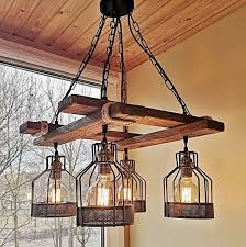 Get industrial lighting fixtures you've been looking for without copying your neighbor. Rustic Wood Chandelier Suspended Light Fixture Industrial Farmhouse