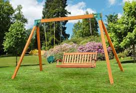 Swing sets come in a wide range of configurations and sizes, but they can be categorized by their construction materials. Classic Diy Cedar Bench Swing Kit A Frame Plans For Sale