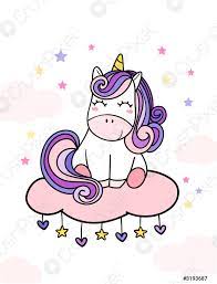 Einhorn sprüche einhorn malen einhorn bilder bilder malen einfach regenbogen einhorn watercolor animals clipart, alpaca, portrait, flowers, kid, country, cute, baby llama, nursery art, peru. Niedlich Lila Baby Magische Einhorn Auf Rosa Wolke Mit Sternen Stock Vektorgrafi Crushpixel