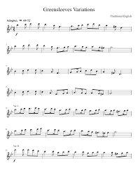 Greensleeves sheet music for flute. Greensleeves Variations Sheet Music For Flute Solo Musescore Com