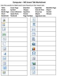 Identify And Label Icons Found On Ms Word Insert Tab Computer Lab Lessons Teaching Computers Microsoft Word Lessons