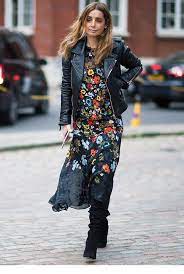 Floral Dress And Leather Jacket Fashion London Street Style Street Style