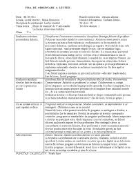 Fișa cadru de autoevaluare/evaluare în vederea stabilirii. Fisa De Observare A Lectiei