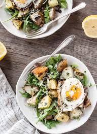Garlic Parmesan Roasted Potato Salad With Fried Eggs Dishing Up The Dirt