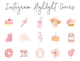 Birthday Instagram Highlight Cover Pink Instagram Story Highlight Icons 16 Pastel Bakery Floral Pink Etsy Blog Branding Kit Blog Branding Instagram Highlight Icons