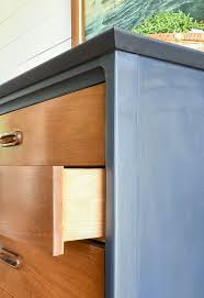 Coastal Blue And Wood Vintage Dixie Dresser Makeover Painting Oak Cabinets House Painting House Design