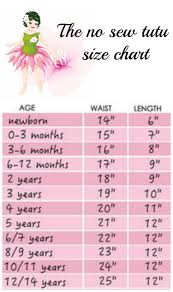 tutu size chart more diy no sew tutu tutu size chart