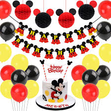 Check spelling or type a new query. Mickey Themed Birthday Decorations Black Red Mickey Paper Honeycomb Balls Happy Birthday Banner Cake Topper For Kids 1st 2nd 3rd Birthday Party Supplies Favors Buy Online In Bahamas At Bahamas Desertcart Com Productid