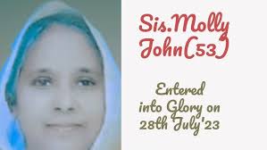 TPM Breaking News Delhi Centre Senior Sister Molly John entered into Glory 