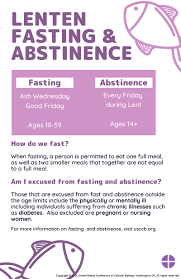 Instead, many churches place restrictions on specific foods such as meat or include recommendations on how much to eat. Rules For Fasting And Abstinence During Lent Catholic Philly