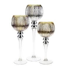 Source wholesale candle holders from 210 reliable wholesalers. Set Of 3 Wavy Etched Gold Mercury Glass Stem Candle Holder