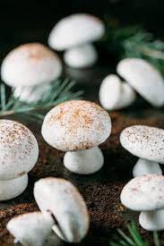 Meringue Mushrooms Recipe Yummly Recipe Meringue Mushrooms Yule Log Cake Stuffed Mushrooms