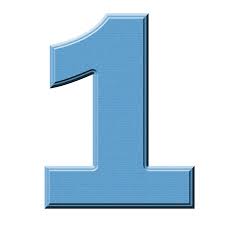 zahl nummer number 1 blue color letters