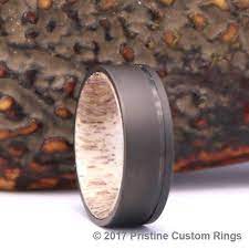 Antler Sand Blasted Titanium Wedding Band Gunmetal Grey Wedding Ring Wedding Bands Mens Band Rings Mens Wedding Band Jewelry Antler Titanium Wedding Rings Mens Wedding Rings Antler Wedding Band