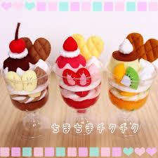 フェルトのパフェ ちまちまチクチク フェルト スイーツ フェルト 食べ物 フェルト ケーキ
