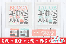 Download Birthday Stats Template Cut File 17054 Cut Files Design Bundles