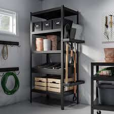 Bror Shelving Unit With Clothes Rails Black Ikea In 2020 Shelving Unit Shelving Metal Shelves