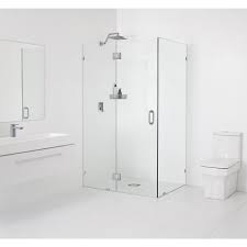 Glass Warehouse 47 In X 78 In X 35 5 In Frameless 90 Degree Hinged Glass Shower Enclosure In Brushed Nickel Gw 90 Gh 47 35 5 Bn The Home Depot