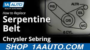 My issue is that the car takes a very long time to warm up, but once it does the thermostat gauge continues a. How To Replace Serpentine Belt 99 06 Chrysler Sebring Youtube