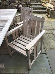 Brown Jordan Mission Teak Patio Table 44 X 94 X 30 H With 8 Chairs Only 4 Chairs In Photograph Small Patio Furniture Teak Patio Table Teak Patio Furniture
