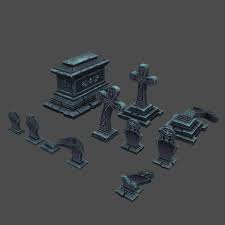 Low Poly Cemetery Halloween Set 3d Model Cemetery Low Poly Halloween 3d